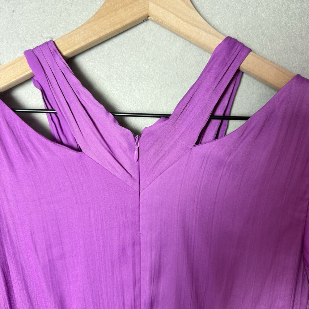 Anthropologie V-Neck Mini Dress Cocktail Party Vibrant Purple Size 2 - Picture 8 of 10